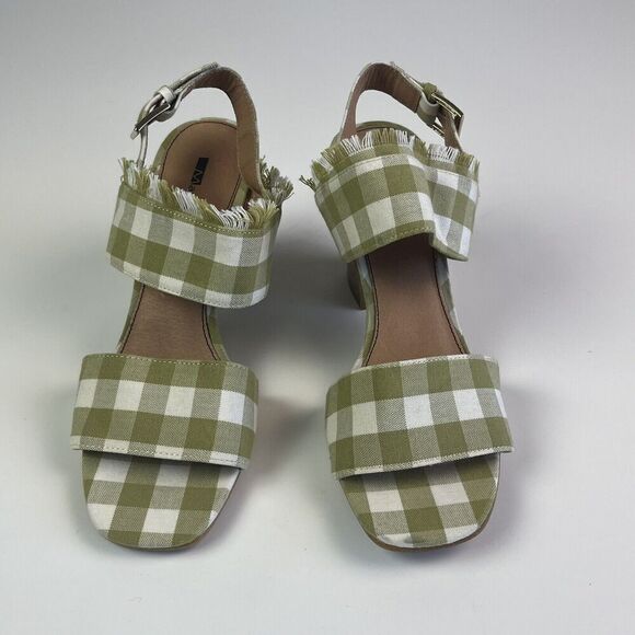 Anthropologie Matiko Teegan Slingback Shoe 39 8.5 Sandal Plaid Fringe Preppy - Picture 9 of 14